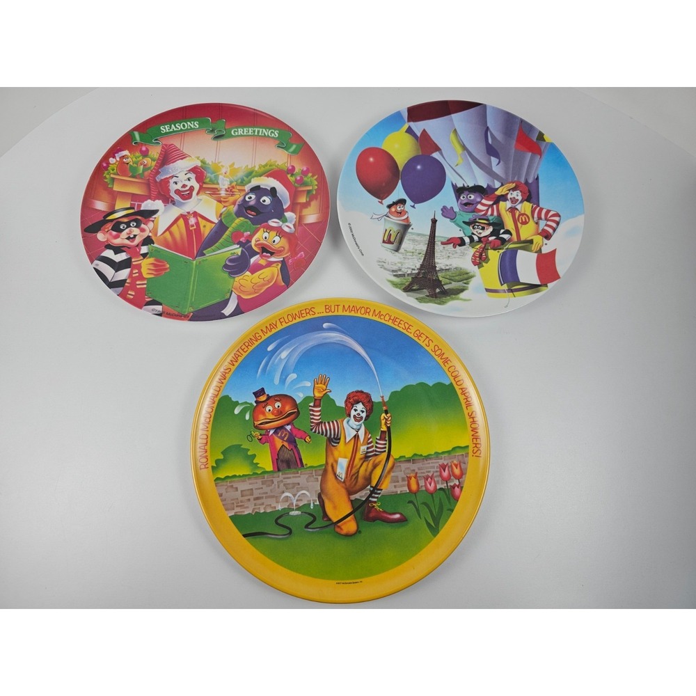 Vintage McDonald's Plastic Plates Lot of 3 (1977, 1995, 2000)